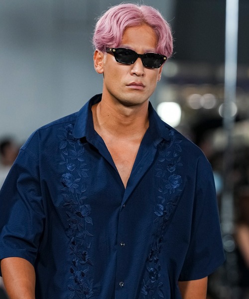 MSML(エムエスエムエル)の「SEERSUCKER EMBROIDERY SHIRT(シャツ/ブラウス・メンズ・ネイビー/ブラック・M/L/XL)」の4枚目の写真