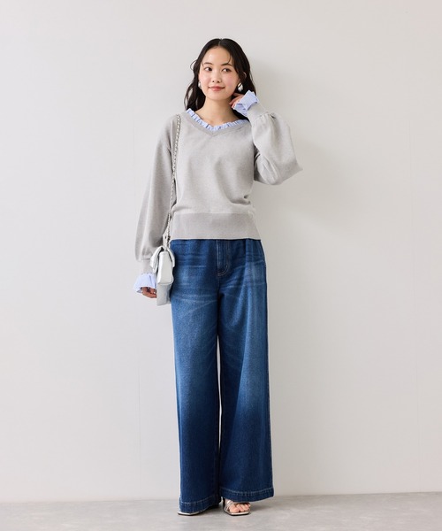 VIS(ビス)の「フリルドッキングニットプルオーバー(ニット/セーター・レディース・ブラウン系その他2/ライトグレー/ネイビー・FREE)」の9枚目の写真