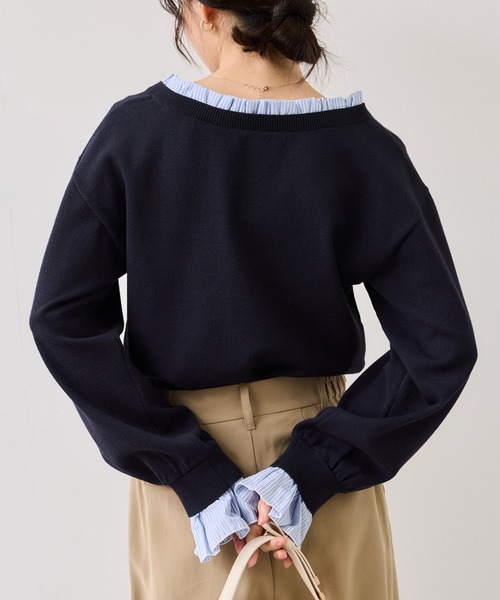 VIS(ビス)の「フリルドッキングニットプルオーバー(ニット/セーター・レディース・ブラウン系その他2/ライトグレー/ネイビー・FREE)」の21枚目の写真