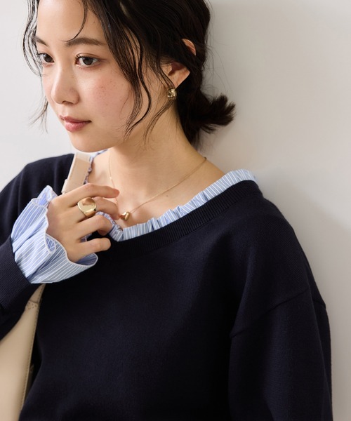 VIS(ビス)の「フリルドッキングニットプルオーバー(ニット/セーター・レディース・ブラウン系その他2/ライトグレー/ネイビー・FREE)」の18枚目の写真