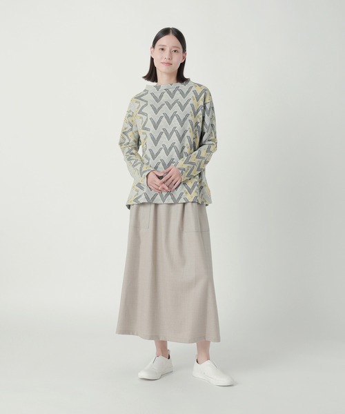 Plantation(プランテーション)の「ウールフラノストレッチ / スカート / S(スカート・レディース・ブラック/ベージュ・M size)」の5枚目の写真