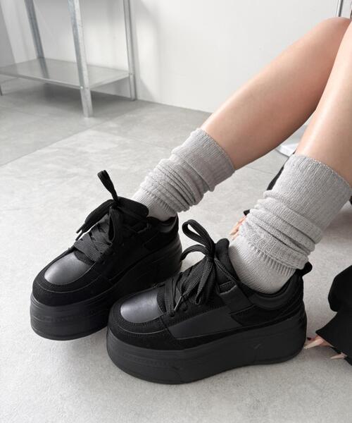 WEGO（ウィゴー）の「WEGO/厚底ワイドシューレーススニーカー（スニーカー・レディース・ブラウン/ブラック・LARGE/MEDIUM/SMALL）」の11枚目の写真