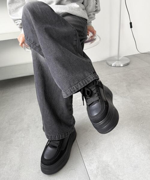 WEGO（ウィゴー）の「WEGO/厚底ワイドシューレーススニーカー（スニーカー・レディース・ブラウン/ブラック・LARGE/MEDIUM/SMALL）」の15枚目の写真