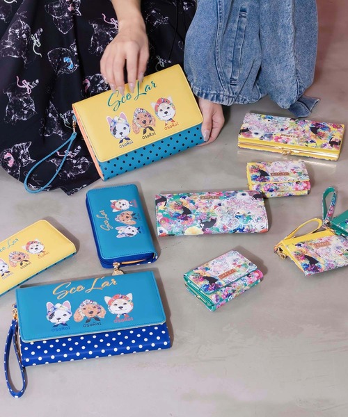 ScoLar(スカラー)の「SC80-2:黒ネコ×スカラーちゃん 花柄口金財布(財布・レディース・グリーン/イエロー・FREE)」の5枚目の写真