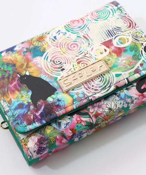 ScoLar(スカラー)の「SC80-2:黒ネコ×スカラーちゃん 花柄口金財布(財布・レディース・グリーン/イエロー・FREE)」の15枚目の写真