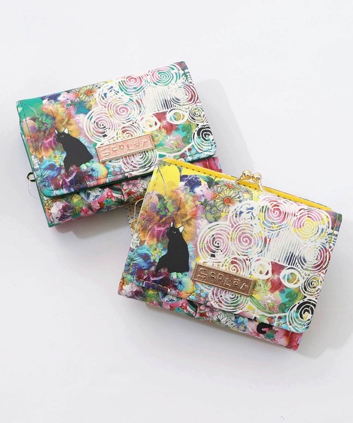 ScoLar(スカラー)の「SC80-2:黒ネコ×スカラーちゃん 花柄口金財布(財布・レディース・グリーン/イエロー・FREE)」の22枚目の写真