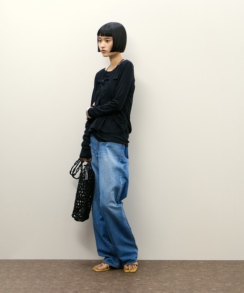 ADAM ET ROPE'（アダムエロペ）の「ウッドビーズバッグ（トートバッグ・レディース・ブラック/オフホワイト・FREE）」の6枚目の写真