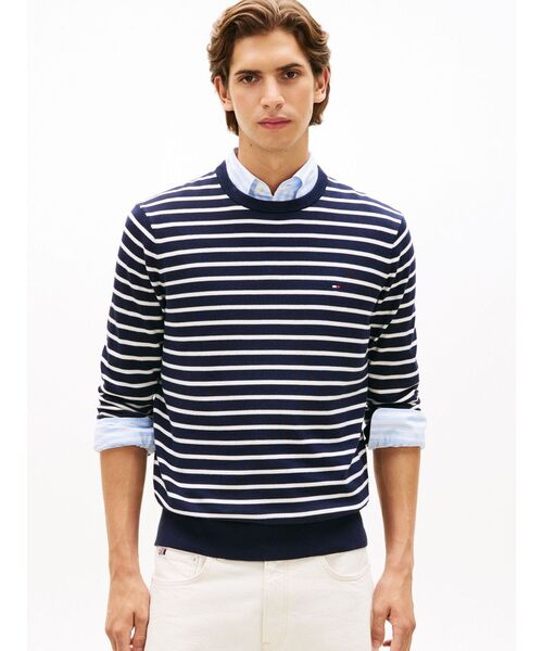 TOMMY HILFIGER(トミーヒルフィガー)の「ESSENTIAL SSNL COTTON CREW NECK(ニット/セーター・メンズ・ネイビー・LARGE/SMALL/MEDIUM/X-LARGE)」の1枚目の写真