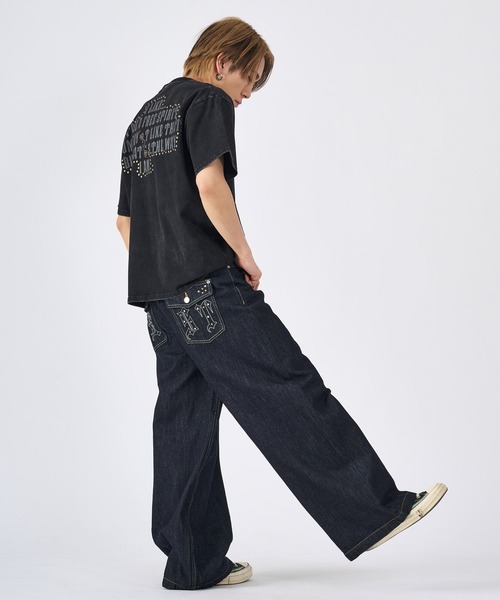 RE730(アールイーセブンサーティー)の「REロゴバギーデニムパンツ(デニムパンツ・メンズ・ブラック/ネイビー・X-LARGE/LARGE/MEDIUM)」の13枚目の写真