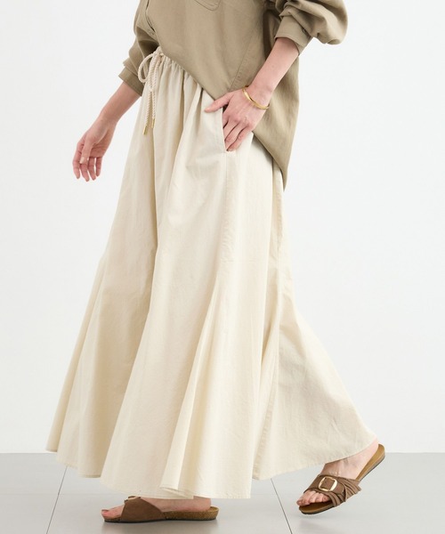 BARNYARDSTORM（バンヤードストーム）の「BARNYARDSTORM / 綿ローンギャザースカート / ハンドウォッシャブル（スカート・レディース・ホワイト系その他/ブラウン・M/S）」の4枚目の写真