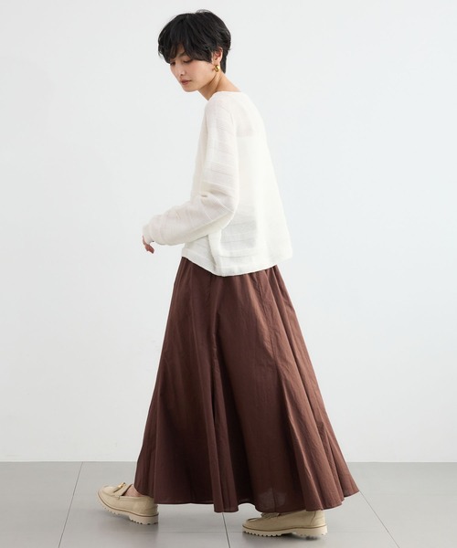 BARNYARDSTORM（バンヤードストーム）の「BARNYARDSTORM / 綿ローンギャザースカート / ハンドウォッシャブル（スカート・レディース・ホワイト系その他/ブラウン・M/S）」の14枚目の写真