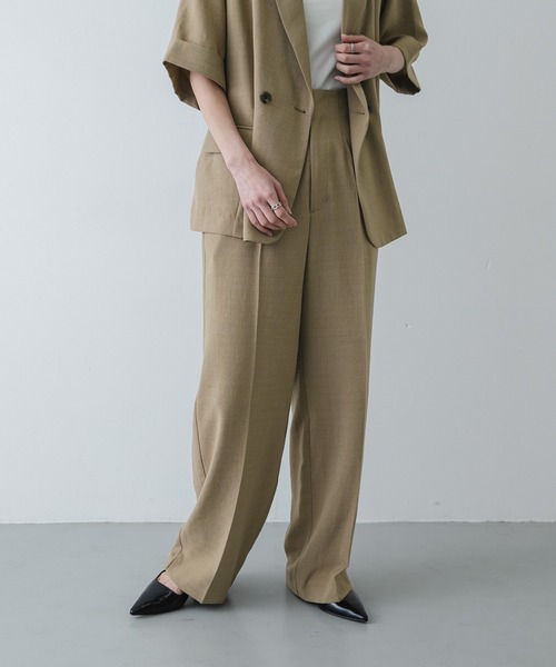 SENSE OF PLACE by URBAN RESEARCH（センスオブプレイスバイアーバンリサーチ）の「UR TECH リネンライクワイドパンツ（スラックス・レディース・ベージュ/ブラック/ライトベージュ/チャコールグレー・X-SMALL/SMALL/MEDIUM/LARGE/TALL）」の5枚目の写真