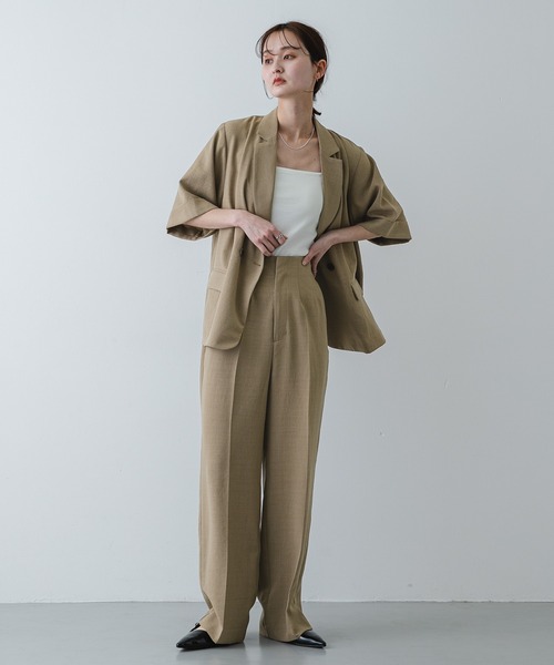 SENSE OF PLACE by URBAN RESEARCH（センスオブプレイスバイアーバンリサーチ）の「UR TECH リネンライクワイドパンツ（スラックス・レディース・ベージュ/ブラック/ライトベージュ/チャコールグレー・X-SMALL/SMALL/MEDIUM/LARGE/TALL）」の8枚目の写真