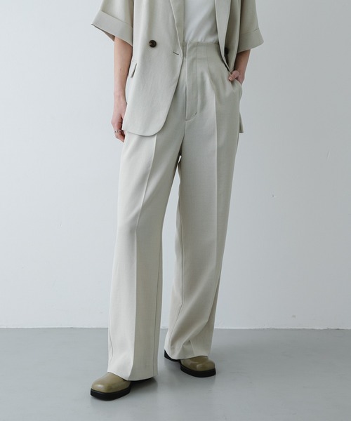 SENSE OF PLACE by URBAN RESEARCH（センスオブプレイスバイアーバンリサーチ）の「UR TECH リネンライクワイドパンツ（スラックス・レディース・ベージュ/ブラック/ライトベージュ/チャコールグレー・X-SMALL/SMALL/MEDIUM/LARGE/TALL）」の10枚目の写真