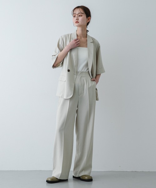 SENSE OF PLACE by URBAN RESEARCH（センスオブプレイスバイアーバンリサーチ）の「UR TECH リネンライクワイドパンツ（スラックス・レディース・ベージュ/ブラック/ライトベージュ/チャコールグレー・X-SMALL/SMALL/MEDIUM/LARGE/TALL）」の12枚目の写真