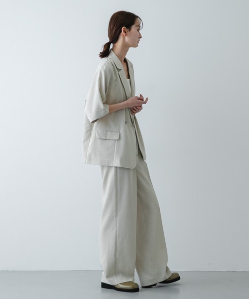 SENSE OF PLACE by URBAN RESEARCH（センスオブプレイスバイアーバンリサーチ）の「UR TECH リネンライクワイドパンツ（スラックス・レディース・ベージュ/ブラック/ライトベージュ/チャコールグレー・X-SMALL/SMALL/MEDIUM/LARGE/TALL）」の13枚目の写真