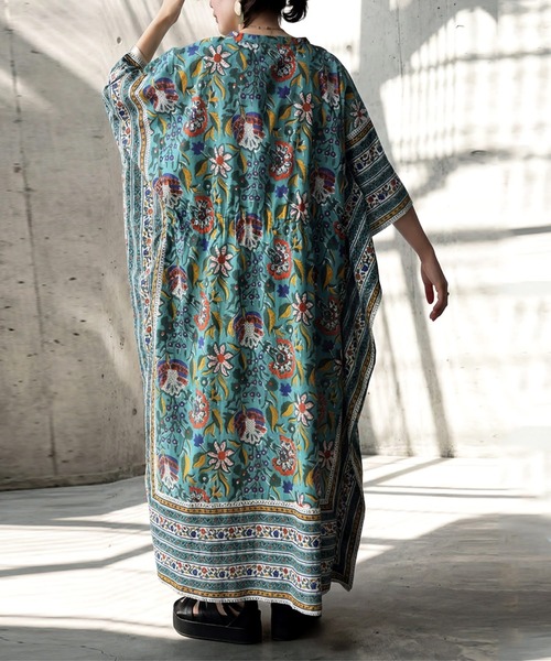 antiqua(アンティカ)の「インド綿 カフタンワンピース(ワンピース・レディース・レッド系その他/グリーン系その他・ONESIZE)」の16枚目の写真