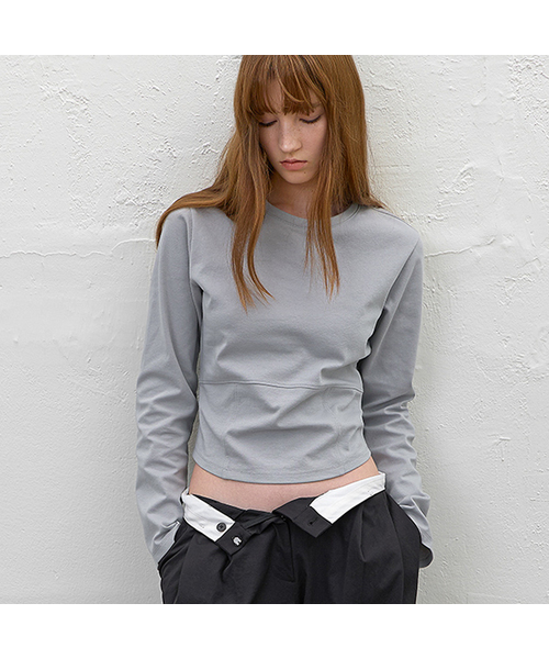 ATELIER NAIN(アトリエナイン)の「NOVELLA SLIM LINE LONG TEE (T-7196)(Tシャツ/カットソー・レディース・ホワイト/グレー/ブラック・MEDIUM/SMALL)」の3枚目の写真