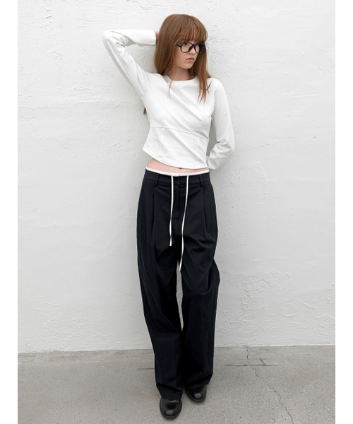 ATELIER NAIN(アトリエナイン)の「NOVELLA SLIM LINE LONG TEE (T-7196)(Tシャツ/カットソー・レディース・ホワイト/グレー/ブラック・MEDIUM/SMALL)」の4枚目の写真