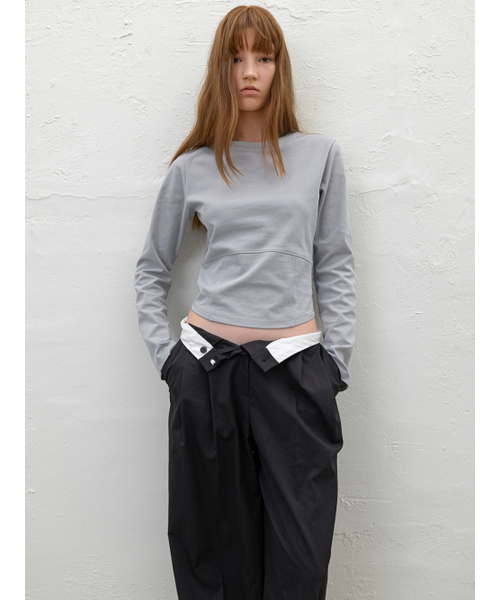 ATELIER NAIN(アトリエナイン)の「NOVELLA SLIM LINE LONG TEE (T-7196)(Tシャツ/カットソー・レディース・ホワイト/グレー/ブラック・MEDIUM/SMALL)」の5枚目の写真
