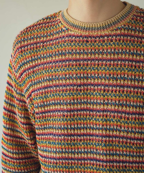 Coohem(コーヘン)の「COOHEM | 〈別注〉 マルチボーダーニット MEN(ニット/セーター・メンズ・レッド系その他/グリーン系その他・M/L)」の4枚目の写真