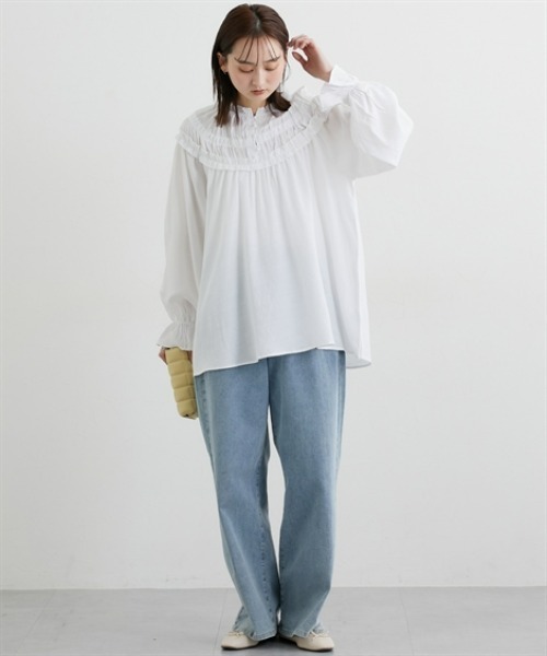 nissen（ニッセン）の「前後2WAY求心柄ブラウス（シャツ/ブラウス・レディース・ブラック/オフホワイト・FREE）」の3枚目の写真