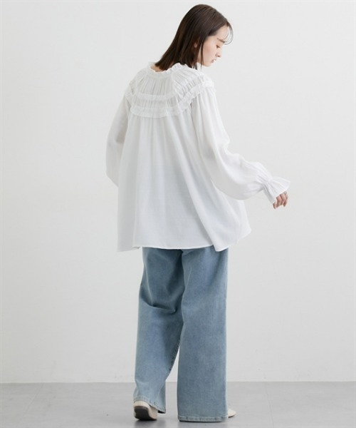 nissen（ニッセン）の「前後2WAY求心柄ブラウス（シャツ/ブラウス・レディース・ブラック/オフホワイト・FREE）」の4枚目の写真