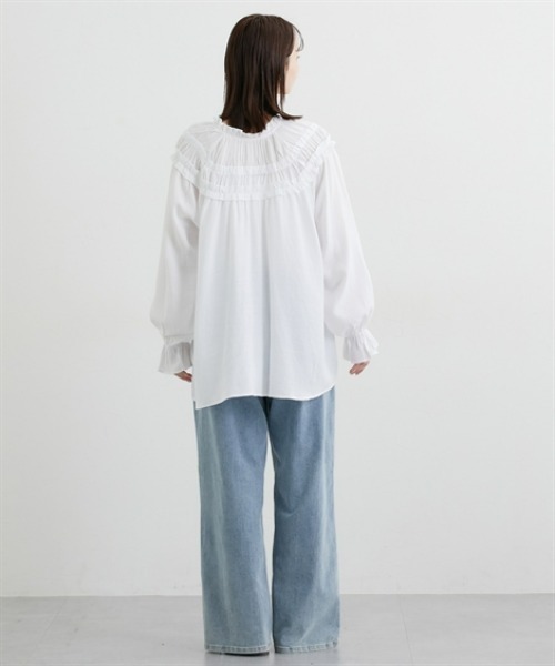 nissen（ニッセン）の「前後2WAY求心柄ブラウス（シャツ/ブラウス・レディース・ブラック/オフホワイト・FREE）」の5枚目の写真