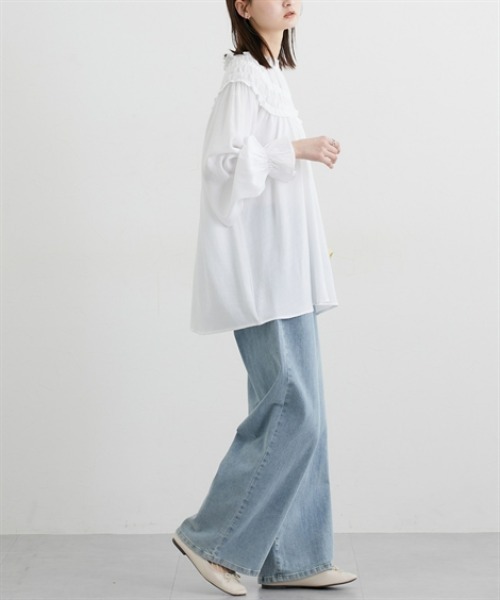 nissen（ニッセン）の「前後2WAY求心柄ブラウス（シャツ/ブラウス・レディース・ブラック/オフホワイト・FREE）」の6枚目の写真