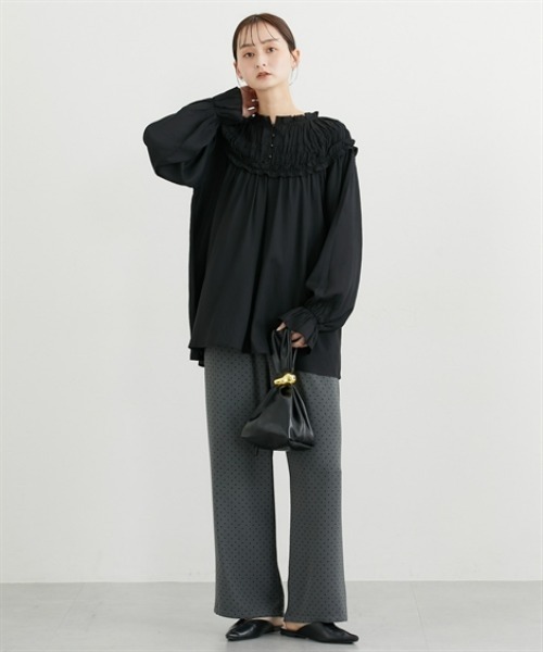 nissen（ニッセン）の「前後2WAY求心柄ブラウス（シャツ/ブラウス・レディース・ブラック/オフホワイト・FREE）」の9枚目の写真