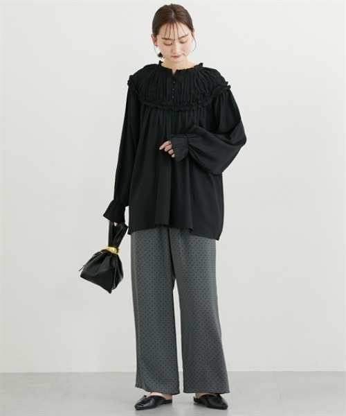 nissen（ニッセン）の「前後2WAY求心柄ブラウス（シャツ/ブラウス・レディース・ブラック/オフホワイト・FREE）」の10枚目の写真