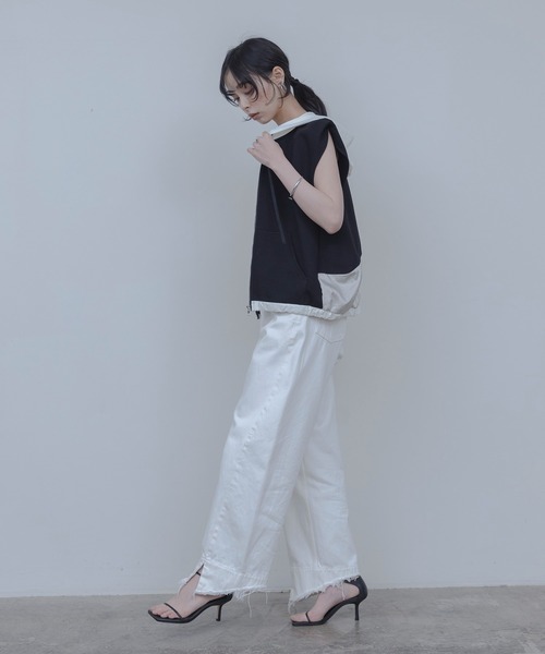 Eimee Law(エイミーロウ)の「裏毛フーディージレ(ベスト・レディース・ライトグレー/オートミール/ブラック・FREE)」の16枚目の写真