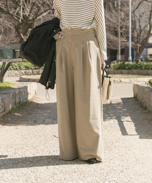 ITEMS URBANRESEARCH（アイテムズ アーバンリサーチ）の「アシメデザインベルトパンツ（その他パンツ・レディース・ベージュ/ブラウン・MEDIUM/SMALL）」の9枚目の写真