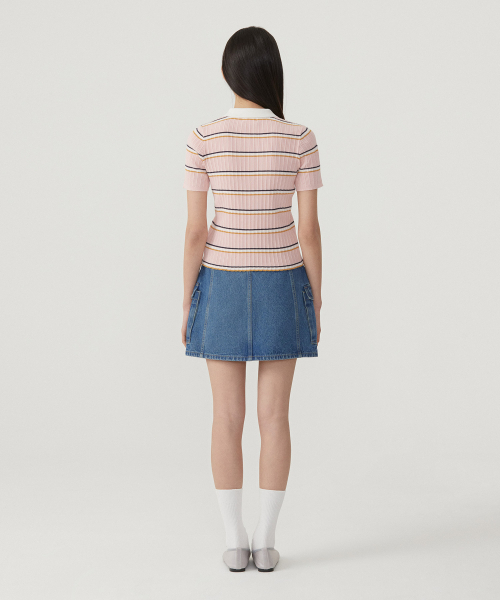 COVERNAT WOMAN(カバーナットウーマン)の「ウーマンストライプカラーハーフニットピンク(ポロシャツ・レディース・その他・WS/WM)」の6枚目の写真