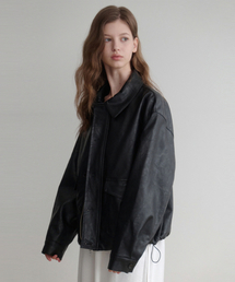 hidden Pocket Leather Jacket (black)