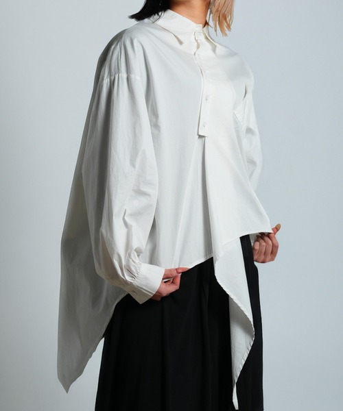 Asymmetry back slit fishtail shirt /アシンメトリー バックスリット
