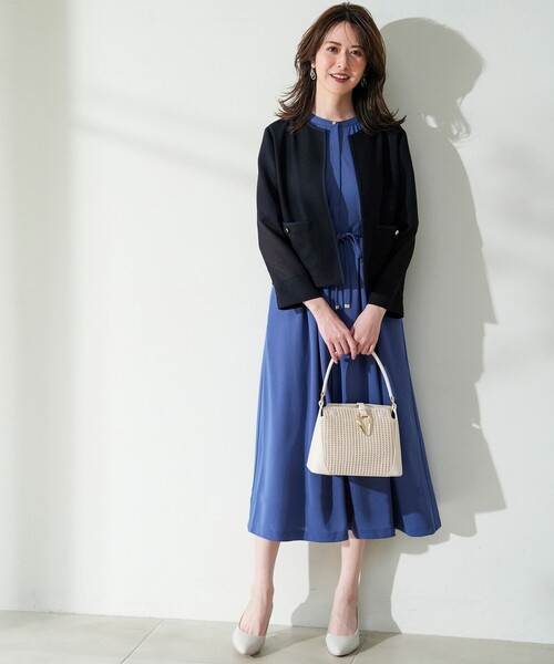 ANY SIS(エニィスィス)の「ジョーゼットジャージー ワンピース(ワンピース・レディース・ネイビー系/ネイビー系1/スカイブルー系・MEDIUM)」の6枚目の写真