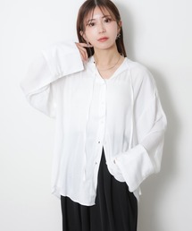 Riberry | ワイドスリーブシアーフードオーバーシャツ(シャツ/ブラウス)