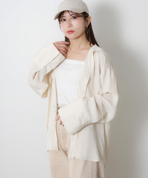 Riberry(リベリー)の「ワイドスリーブシアーフードオーバーシャツ(シャツ/ブラウス・レディース・ベージュ/オフホワイト/ブルー/ブラック・FREE)」の20枚目の写真