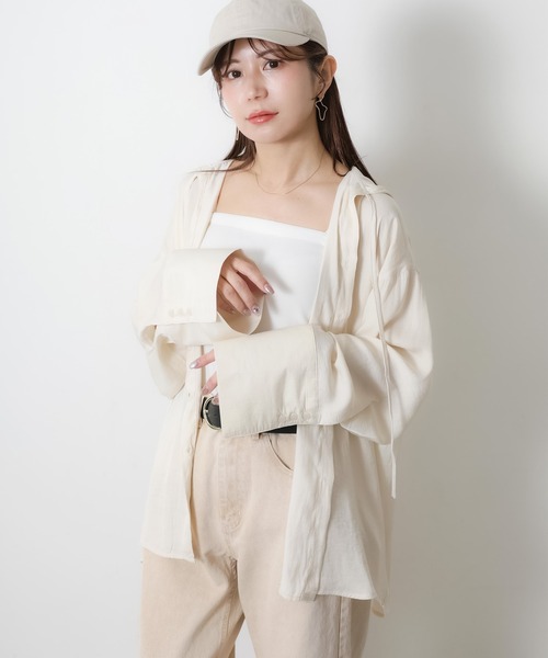 Riberry(リベリー)の「ワイドスリーブシアーフードオーバーシャツ(シャツ/ブラウス・レディース・ベージュ/オフホワイト/ブルー/ブラック・FREE)」の22枚目の写真