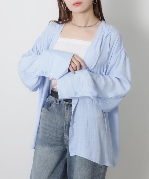 Riberry(リベリー)の「ワイドスリーブシアーフードオーバーシャツ(シャツ/ブラウス・レディース・ベージュ/オフホワイト/ブルー/ブラック・FREE)」の18枚目の写真