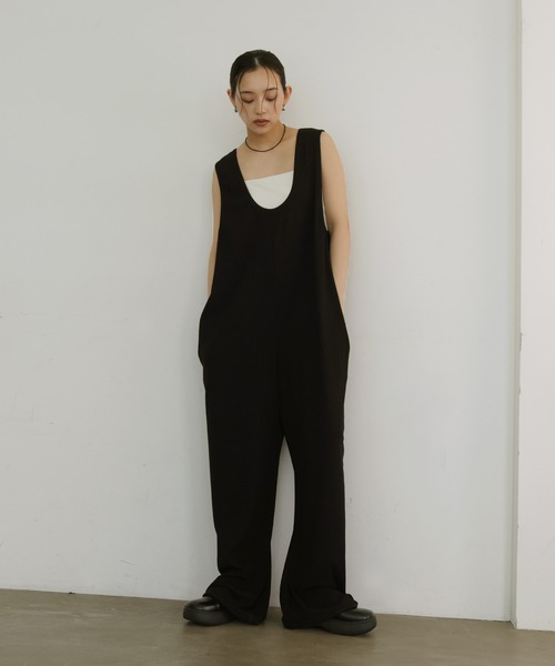 hellam(へラム)の「2wayオールインワン(サロペット/オーバーオール・レディース・モカ/ブラック/グレイッシュベージュ・FREE)」の2枚目の写真