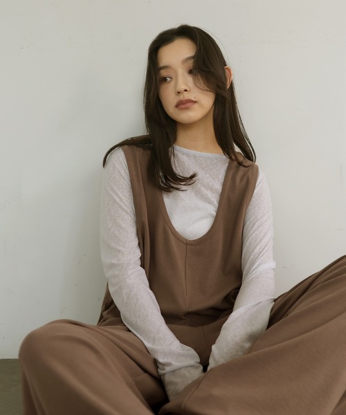 hellam(へラム)の「2wayオールインワン(サロペット/オーバーオール・レディース・モカ/ブラック/グレイッシュベージュ・FREE)」の3枚目の写真