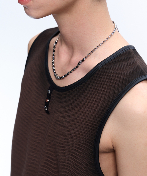 RSSC（アールエスエスシー）の「LEATHER MIXED SPRAY SLEEVELESS - BROWN（Tシャツ/カットソー・レディース・その他・0/1/2）」の5枚目の写真