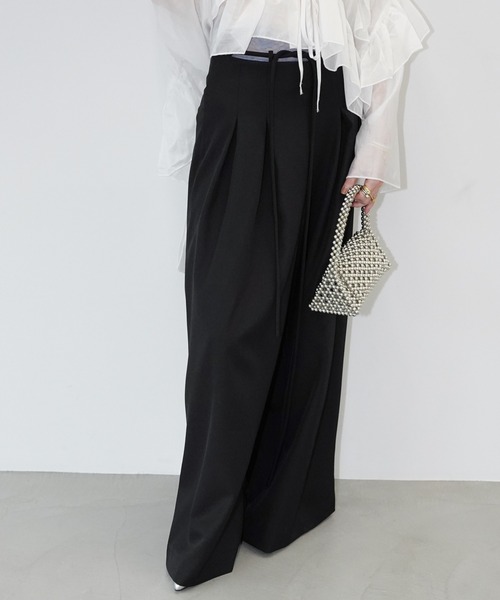 chuclla(チュクラ)の「ハイウェストタックワイドパンツ chw26s165(その他パンツ・レディース・ブラック/アイボリー・L/M/S)」の5枚目の写真