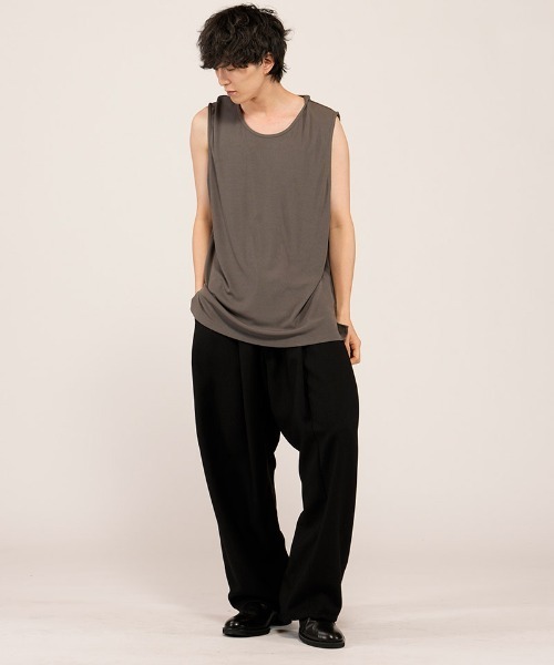 NO ID.（ノーアイディ）の「mta617- ｼｱｰﾚｲﾔｰﾄﾞｽﾘｰﾌﾞﾚｽPO Tシャツ(458006-463T)（タンクトップ・メンズ・グレー/ブラック/アイボリー・ONE SIZE）」の16枚目の写真