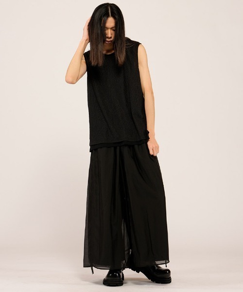 NO ID.（ノーアイディ）の「mta617- ｼｱｰﾚｲﾔｰﾄﾞｽﾘｰﾌﾞﾚｽPO Tシャツ(458006-463T)（タンクトップ・メンズ・グレー/ブラック/アイボリー・ONE SIZE）」の17枚目の写真