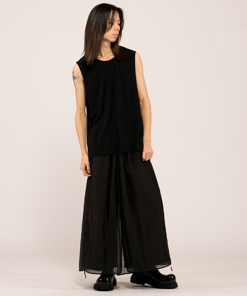 NO ID.（ノーアイディ）の「mta617- ｼｱｰﾚｲﾔｰﾄﾞｽﾘｰﾌﾞﾚｽPO Tシャツ(458006-463T)（タンクトップ・メンズ・グレー/ブラック/アイボリー・ONE SIZE）」の18枚目の写真