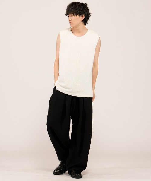 NO ID.（ノーアイディ）の「mta617- ｼｱｰﾚｲﾔｰﾄﾞｽﾘｰﾌﾞﾚｽPO Tシャツ(458006-463T)（タンクトップ・メンズ・グレー/ブラック/アイボリー・ONE SIZE）」の19枚目の写真