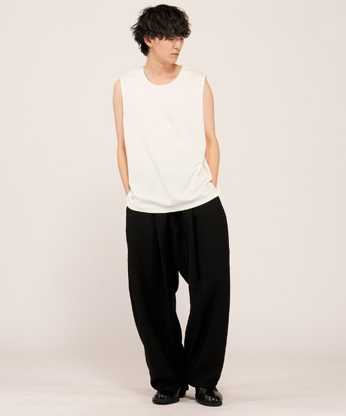 NO ID.（ノーアイディ）の「mta617- ｼｱｰﾚｲﾔｰﾄﾞｽﾘｰﾌﾞﾚｽPO Tシャツ(458006-463T)（タンクトップ・メンズ・グレー/ブラック/アイボリー・ONE SIZE）」の20枚目の写真